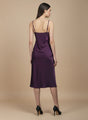 Satin Midi Dress Deep Plum Spaghetti Strap