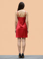 European Satin Crimson Red Dress