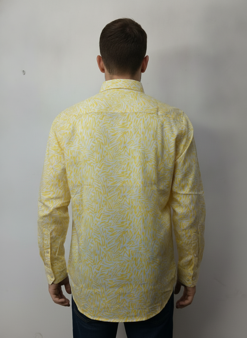 Smart Fit Rayon Shirt With Floral Print In Yellow
