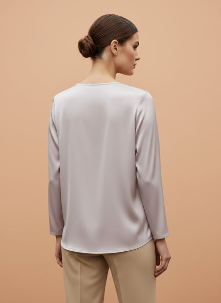 Summer Satin Light Pink Mandarin Collar Button Tunic