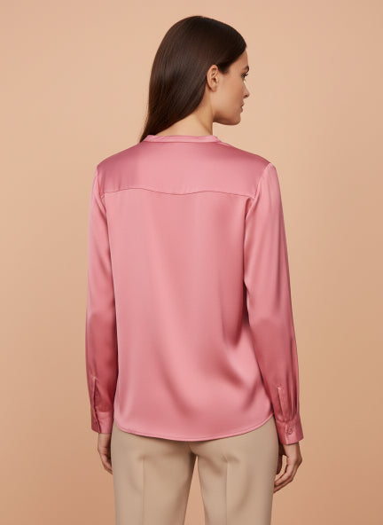 Summer Satin Rose Pink Front Pleated Tunic