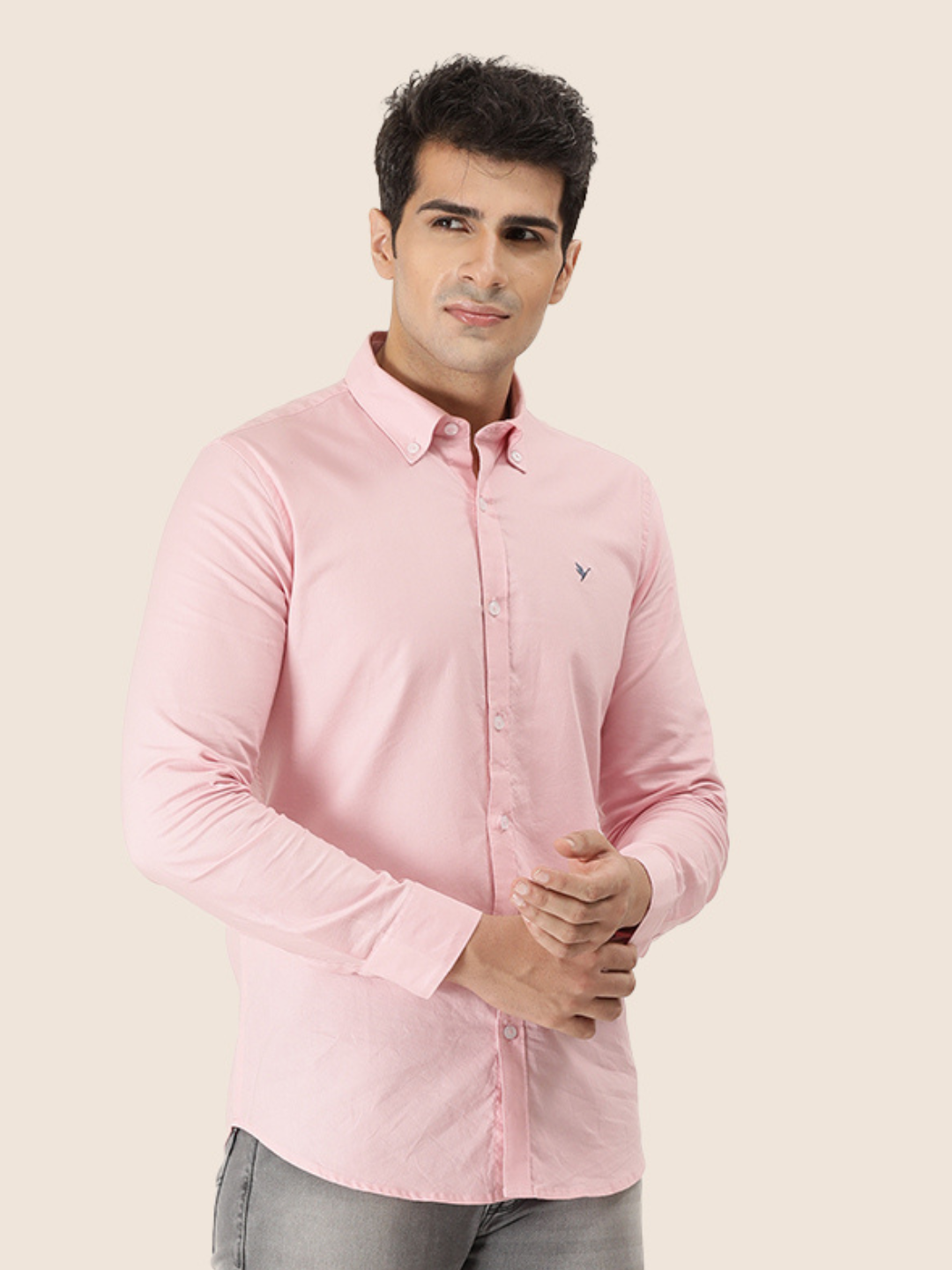 Men'S Premium Cotton Oxford Solid Shirt | Pink