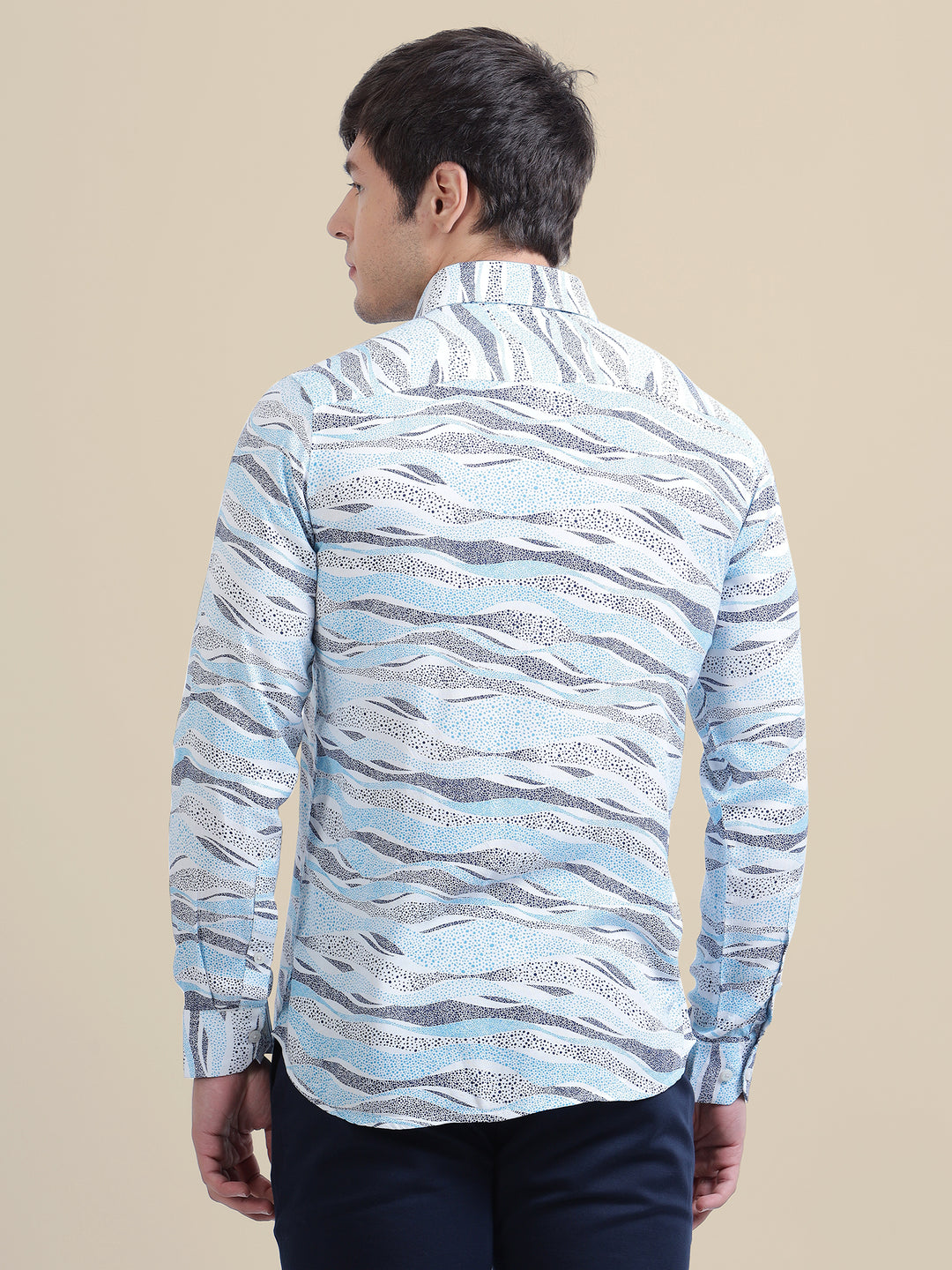 Men'S Premium Rayon Shirt With Self-Design Spread Collar