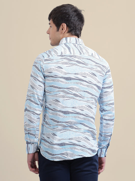 Men'S Premium Rayon Shirt With Self-Design Spread Collar