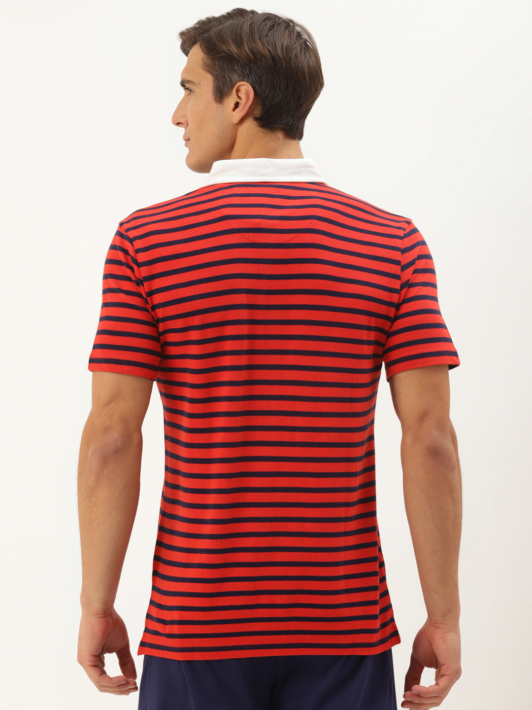 Premium Maroon Cotton Striped Half Sleeve Polo