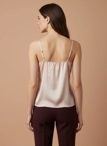 European Satin V-Neck Sleeveless Top