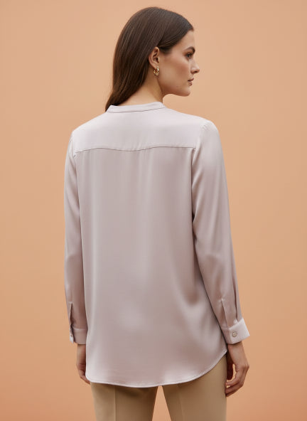 Summer Satin Light Pink Front Pleated Tunic
