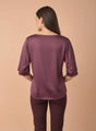 Elegant Deep Plum European Satin Top