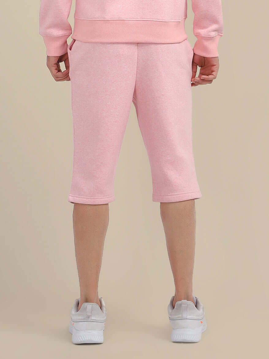 Mens Cotton Fleece Pink Winter Shorts