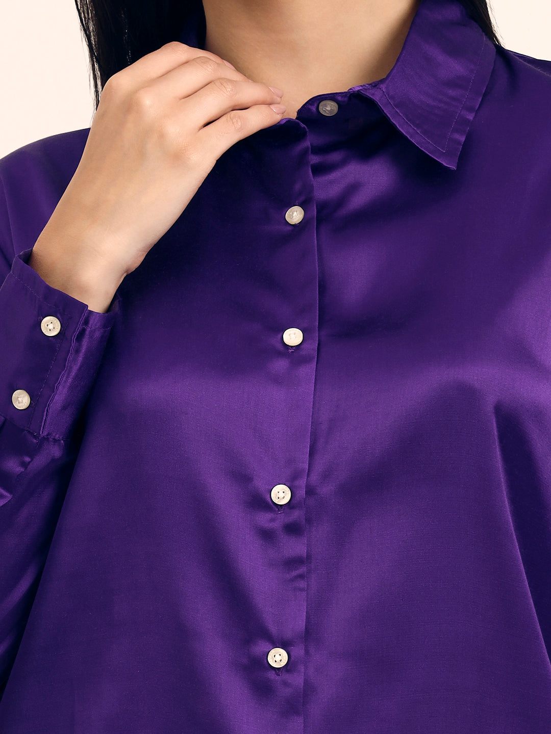 Modal Satin Shirt for Women  Purple