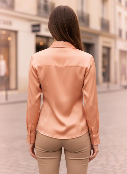 Crimson Orange Regular Fit Summer Satin Shirt