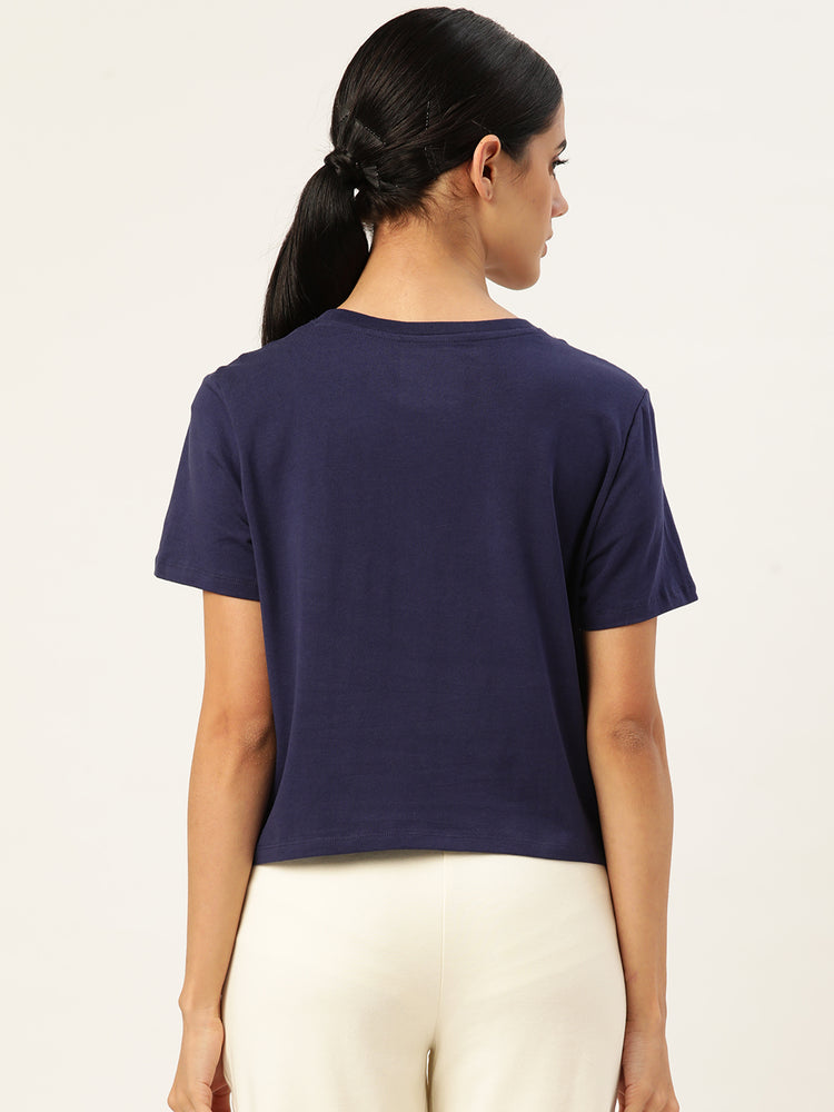 Womens Premium Cotton Lycra Smart Fit Half Sleeve Printed Top