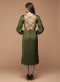 European Satin Midi Dress Olive