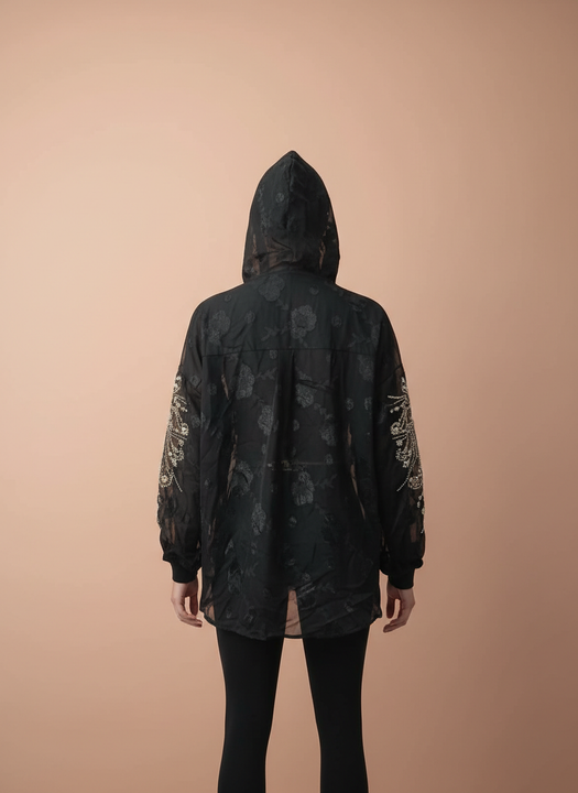 Sheer Embroidered Women’s Hooded Top