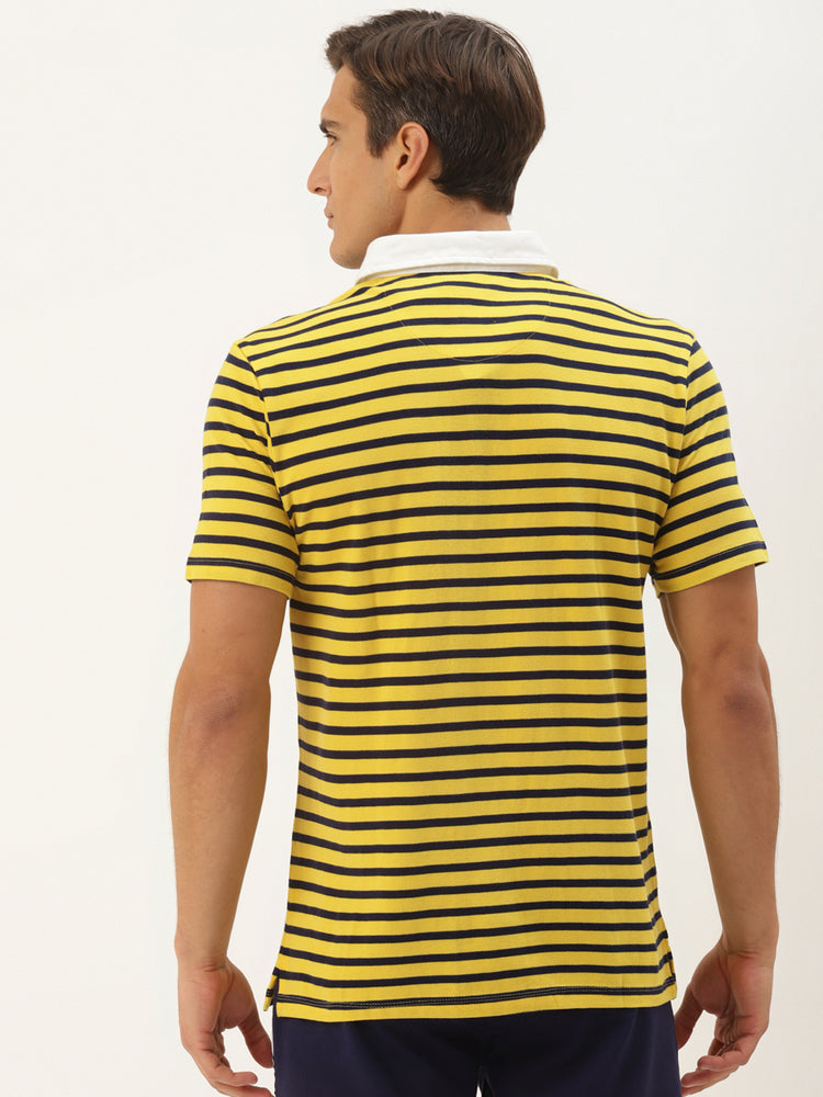 Yellow Premium Striped Polo Tees