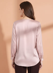 Summer Satin Orchid Pink Peter Pan Collar Top