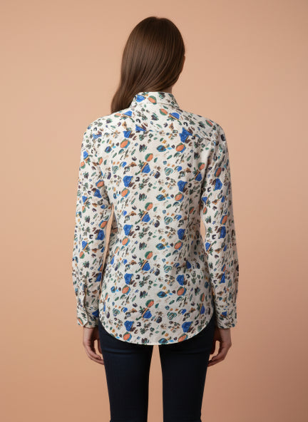 Women'S Premium White Printed Rayon Shirt