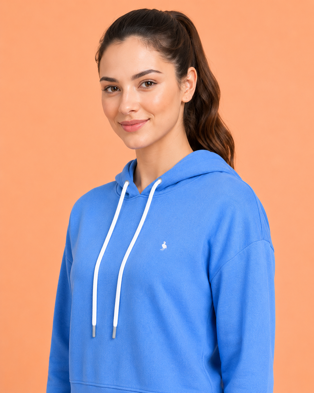 Amswan Women'S Blue Solid Full Sleeve Hoodie