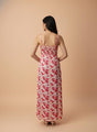 Satin Digital Print  Maxi Dress With Slash Pocket
