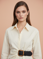 Ivory Grace Belted Women’s Shirt