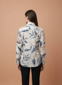 Premium Rayon Shirt With Blue And Orange Leaf Print