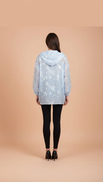 Sheer Embroidered Women’s Hooded Top