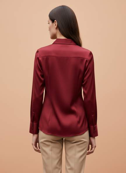 European Satin Spread Collar Shirt
