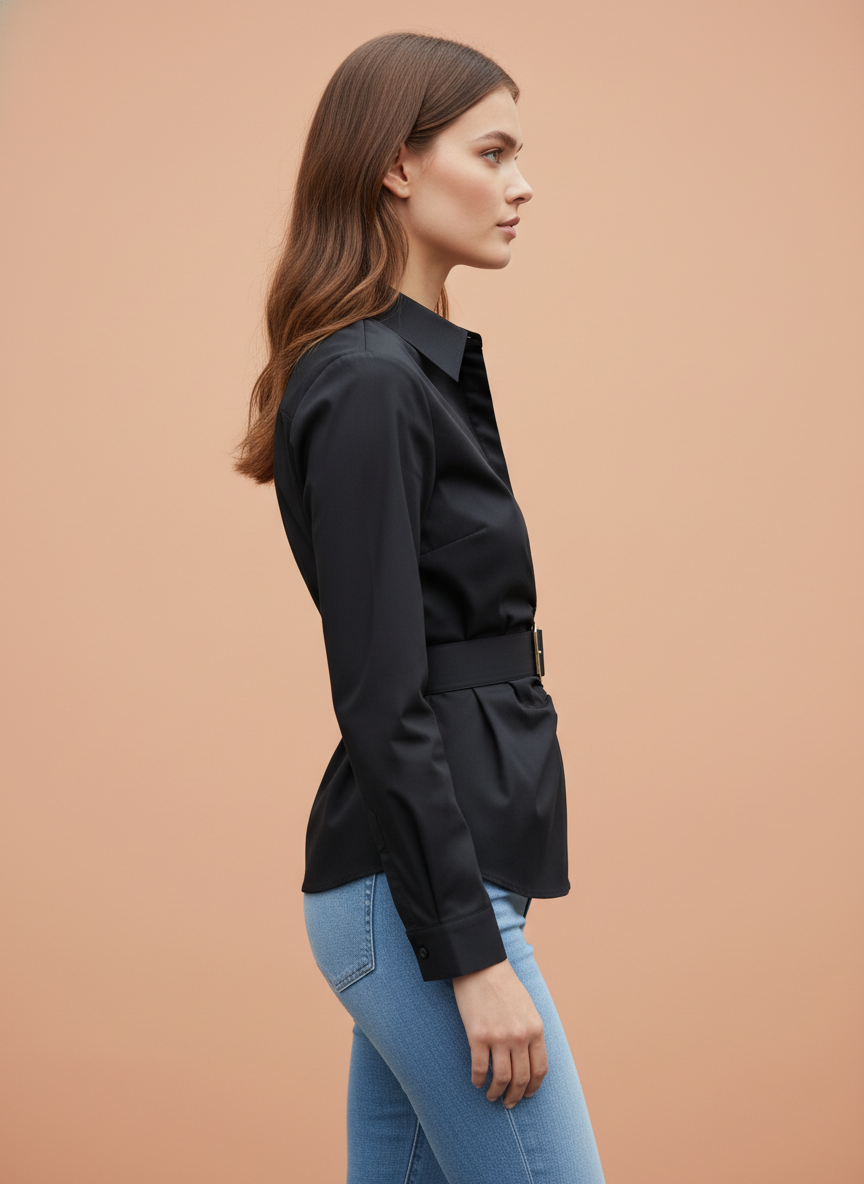 Ivory Grace Belted Women’s Shirt