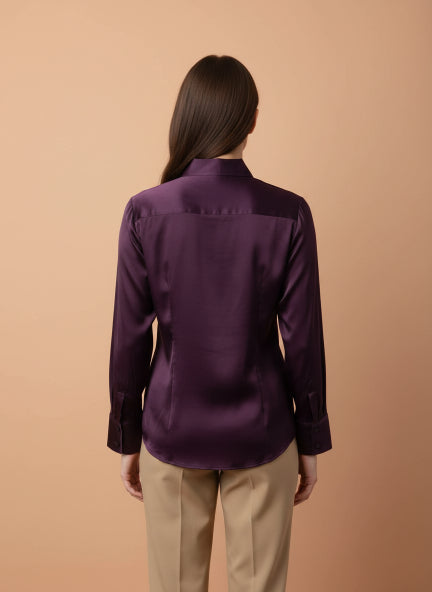 Deep Plum Regular Fit Summer Satin Shirt