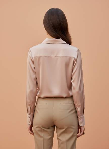 European Satin Spread Collar Shirt