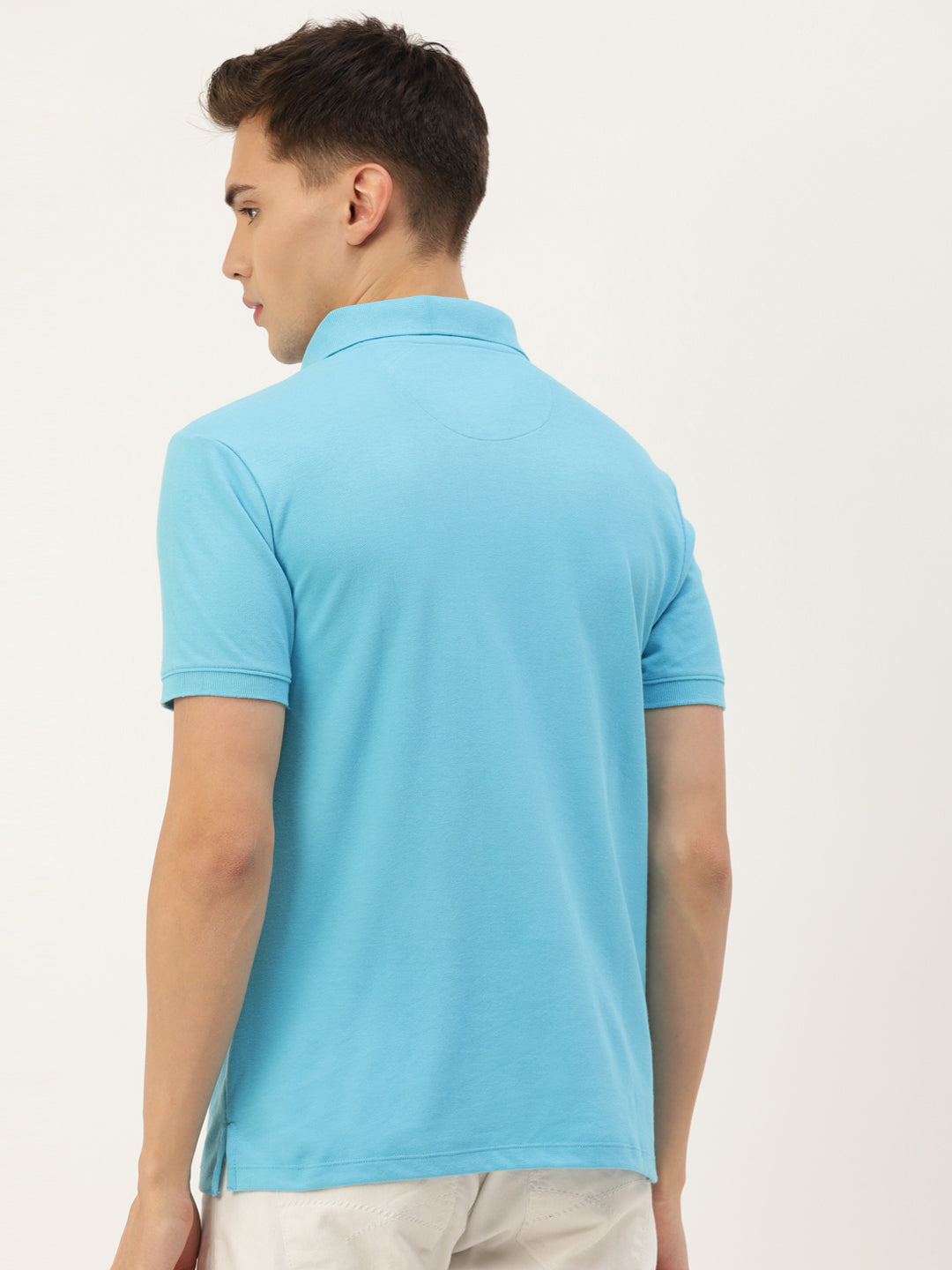 Premium Blue Cotton Striped Half Sleeve Polo