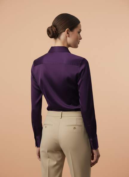 European Satin Spread Collar Shirt