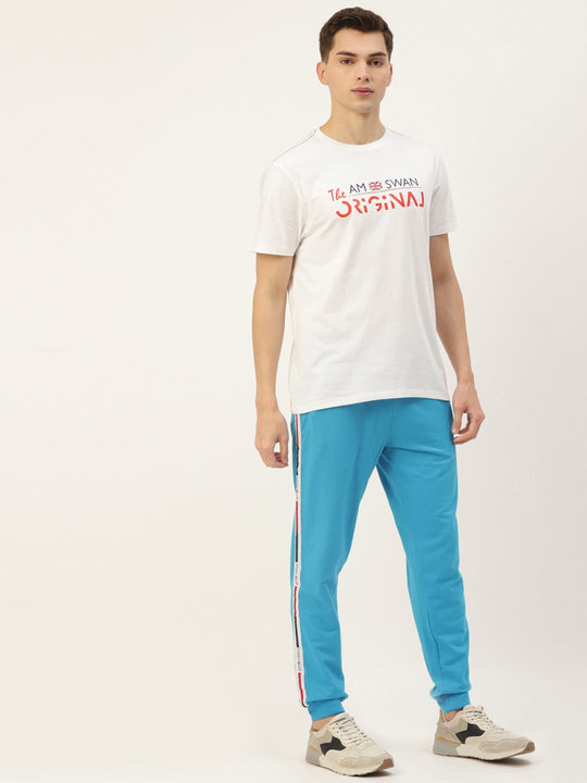 Mens Cotton Rich Lycra With Printed Tape Track Pants