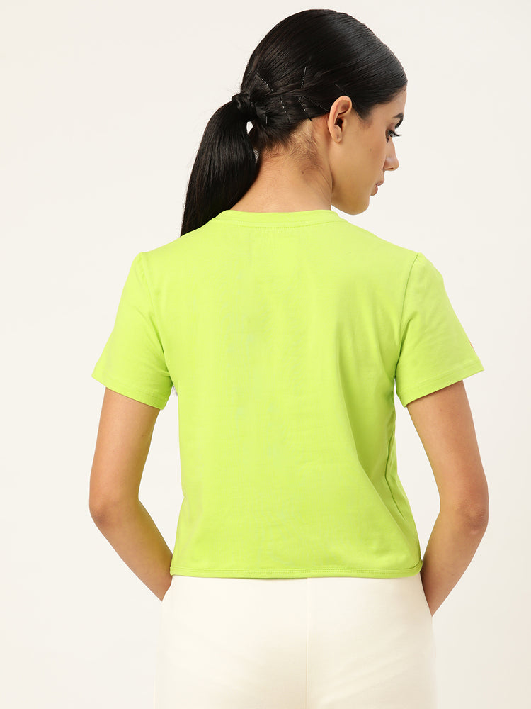 Womens Premium Cotton Lycra Smart Fit Half Sleeve Printed Top