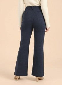 Premium Indigo Knit Flared Trouser With Slash Pocket
