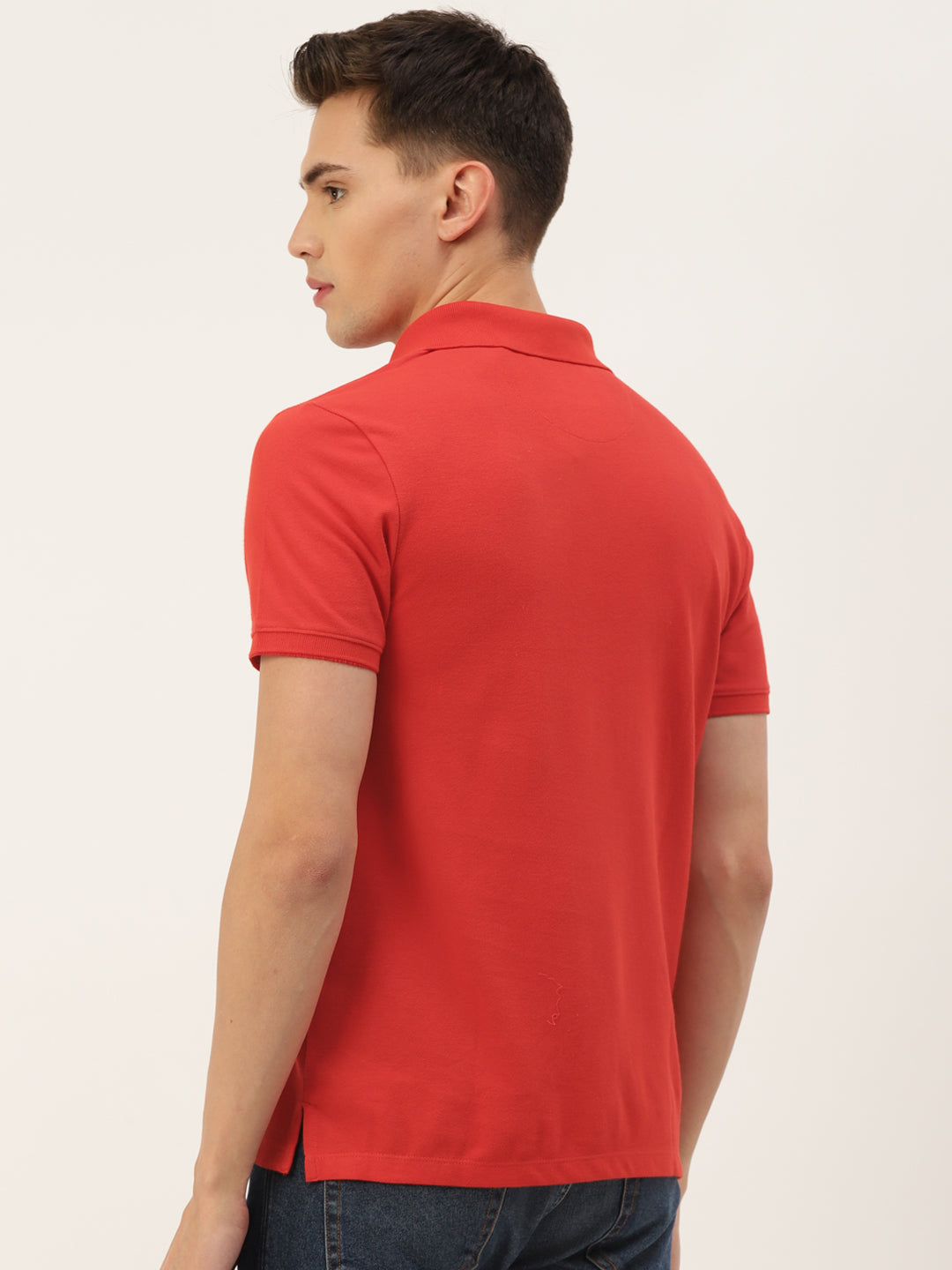 Premium Red Cotton Striped Half Sleeve Polo