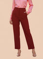 Banana Crepe Maroon Skin Fit With Multi Pleated Trouser