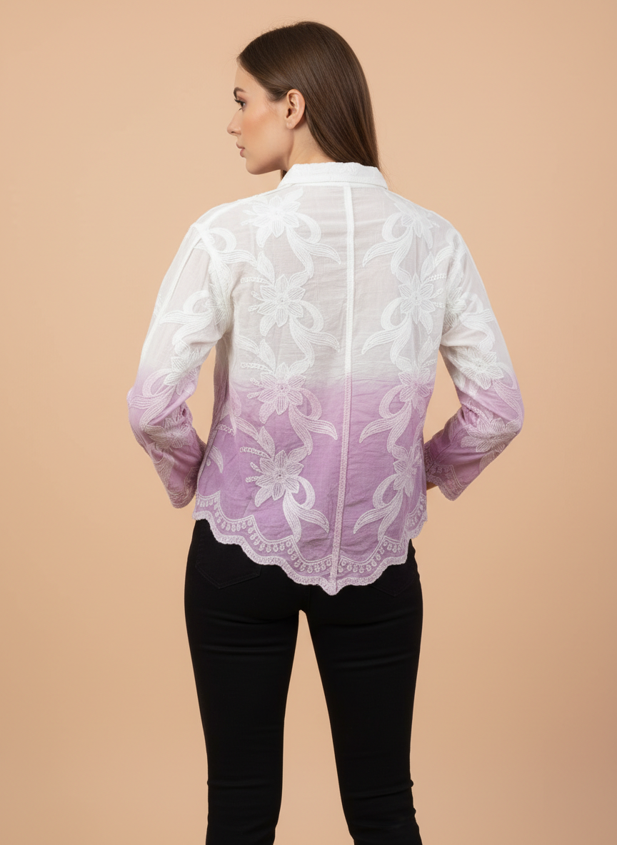 Elegant Ombre Embroidered Women’s Shirt