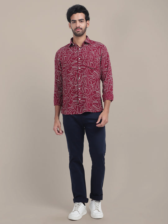 Premium Rayon Shirt For Men With Spread Collar And Smart Fit In Self Design