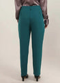 Banana Crepe Teal Skin Fit With Multi Pleated Trouser