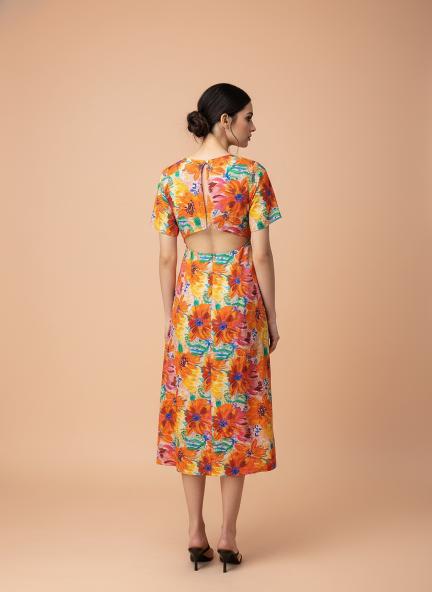 Premium American Crepe Digital Print  Maxi Dress With Slash Pocket