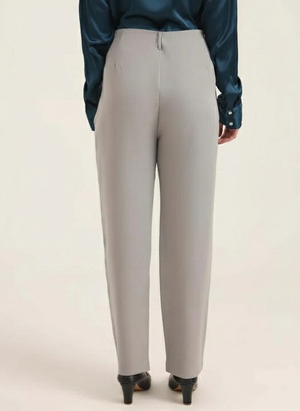 Banana Crepe Carbon Skin Fit With Multi Pleated Trouser