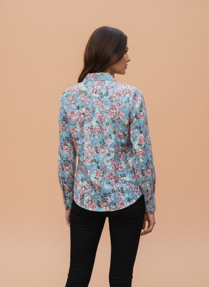 Satin Multicolour Regular Length Straight Hem Digital Print Shirt