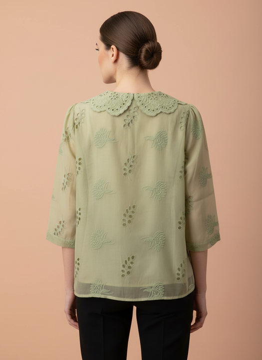 Luxury Embroidered Women’s Peter Pan Collar Top