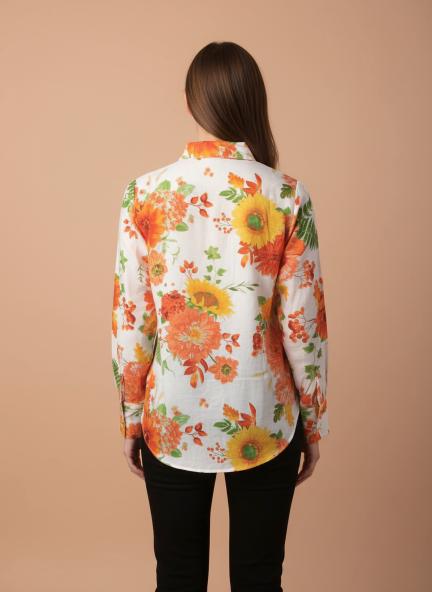 Premium Muslin Digital Print Puff Sleeve Shirt