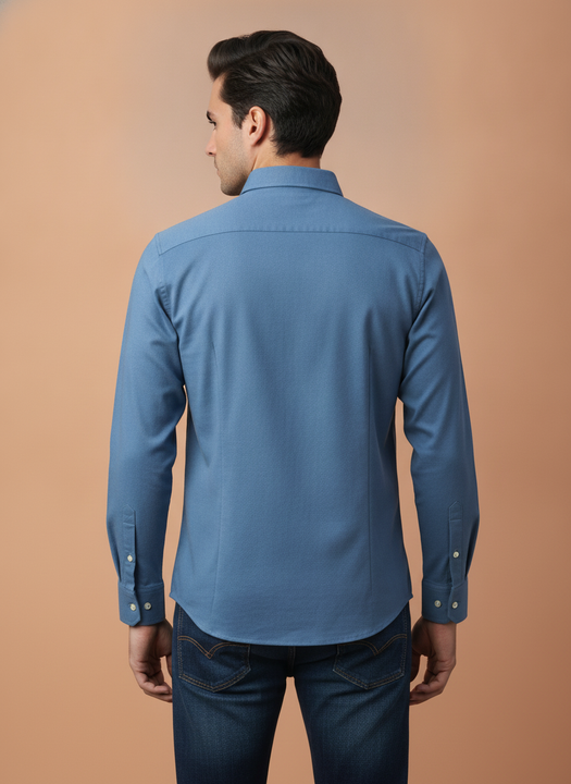 Premium Cotton Satin Marble Blue Shirt