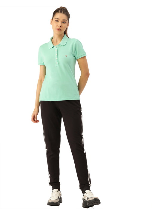 WOMENS PREMIUM COTTON SOLID HALF SLEEVE POLO T-SHIRTS