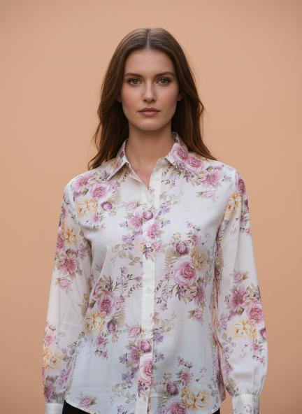 Premium Muslin Digital Print Puff Sleeve Shirt