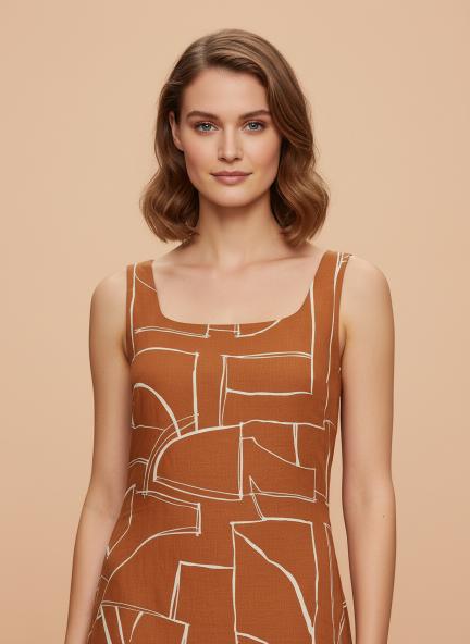 Rayon Printed Sleeveless Fit & Flare Maxi Dress