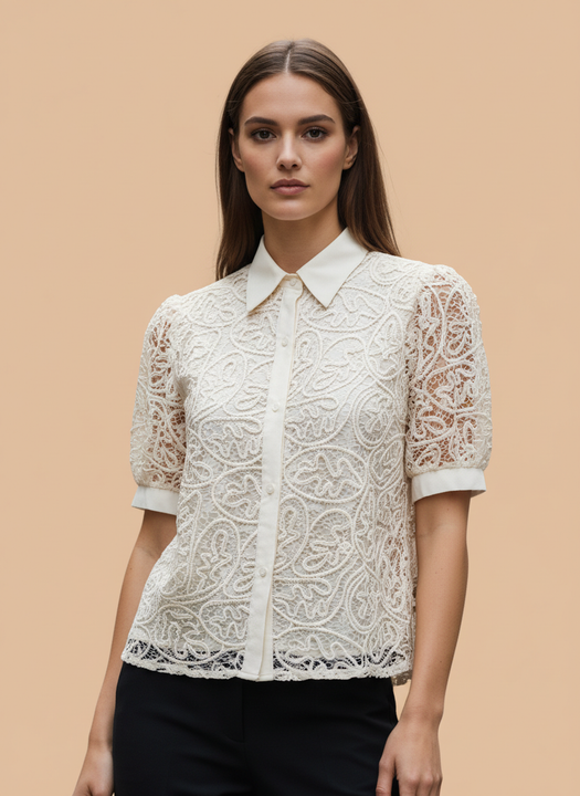Luxury  Lace Premium Textured Shirt For Womens